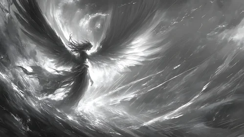 Winged Guardian in a Stormy Realm