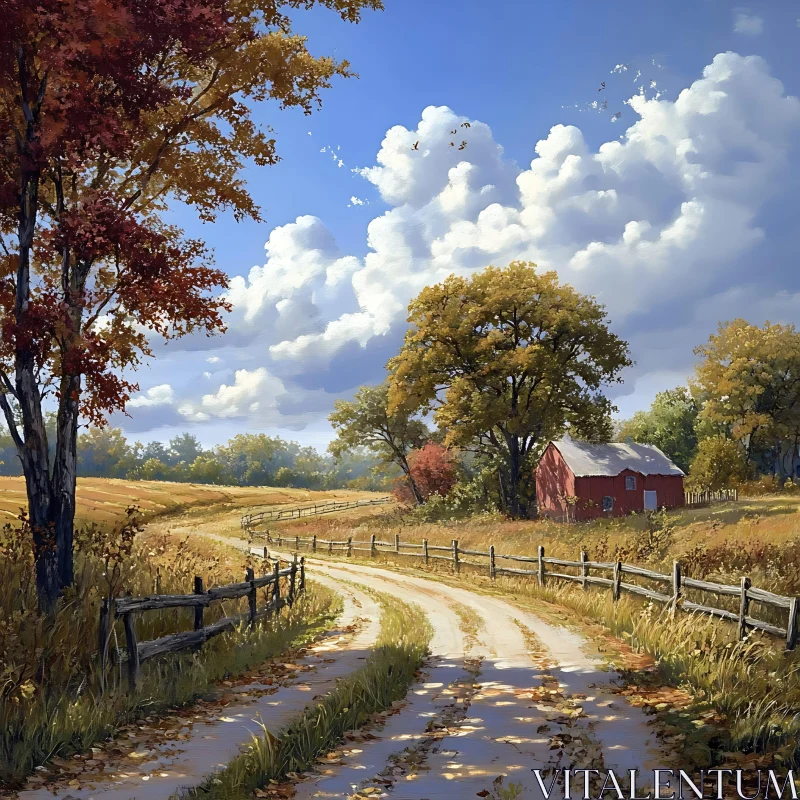 Country Road in Autumn AI Image