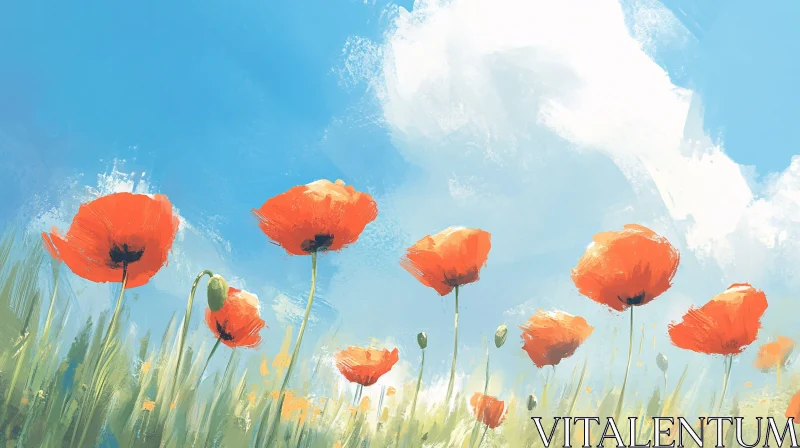 AI ART Field of Red Poppies Art