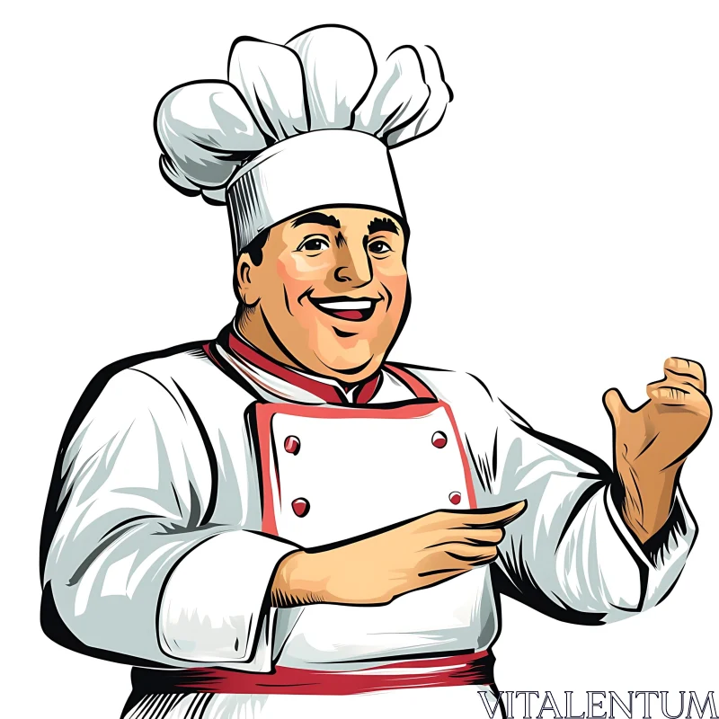 AI ART Friendly Chef in Uniform, Vector Art