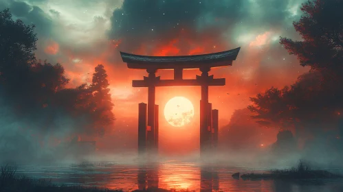 Japanese Gate at Dusk