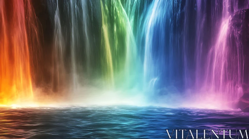 Rainbow Falls: A Symphony of Colors AI Image