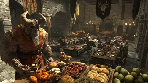 Medieval Banquet with a Minotaur Host