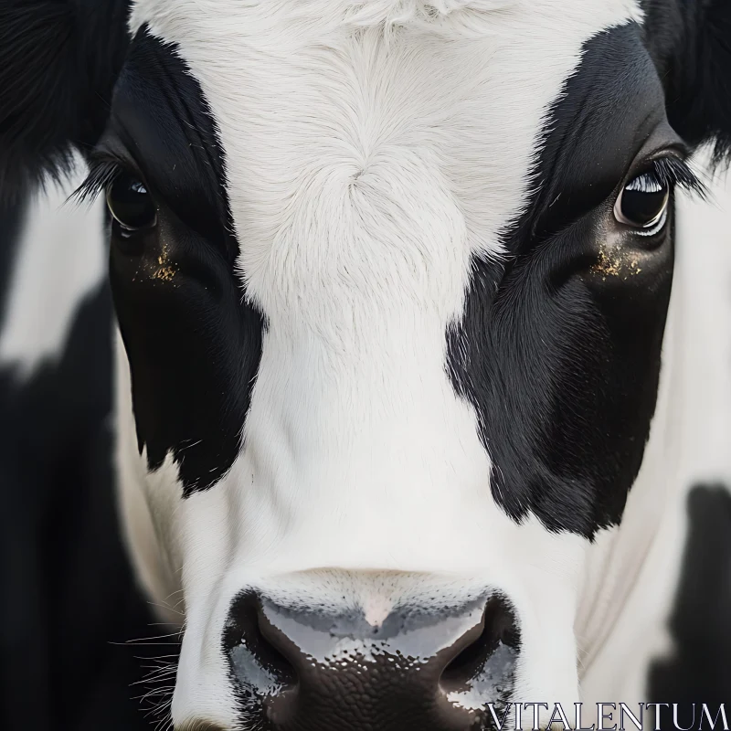 Close-Up of a Cow Face AI Image