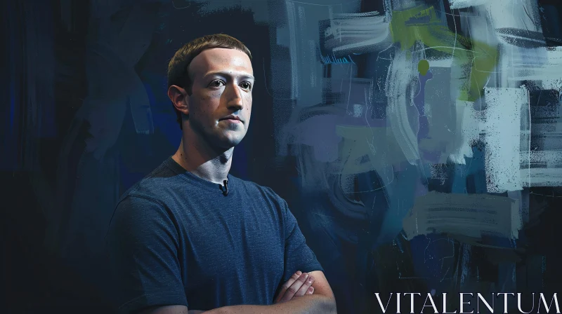 AI ART Portrait of Mark Zuckerberg with Abstract Art