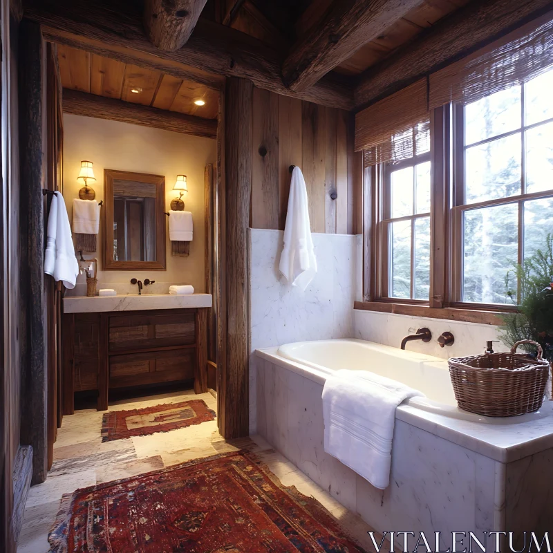 AI ART Cozy Rustic Bathroom with Natural Elements