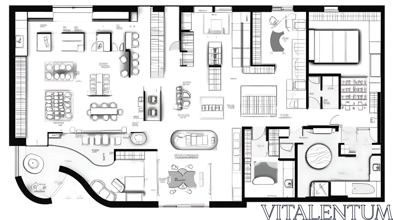 AI ART Architectural Floor Plan in Black and White