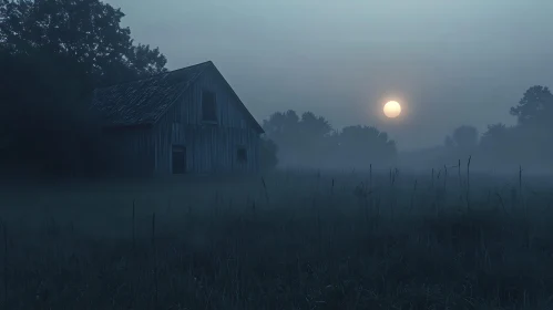 Ethereal House Under Moonlight