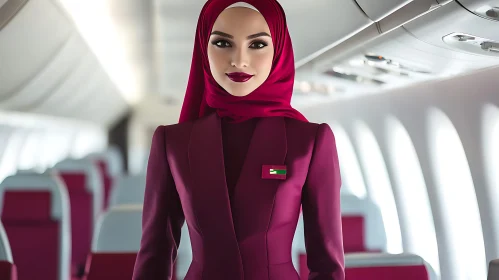 Sophisticated Airplane Portrait in Maroon