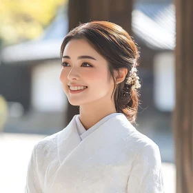 Graceful Woman Portrait with Floral Hairpiece