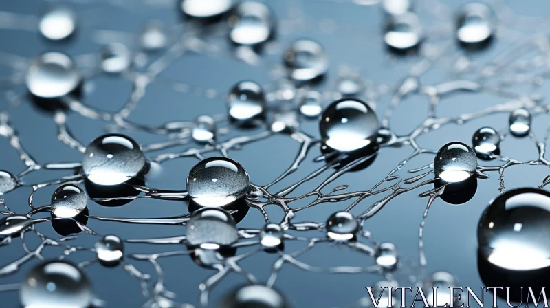 Abstract Water Droplets: Intertwined Networks and High-Tech Precision AI Image