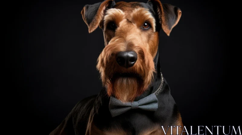 Airedale Terrier with Bow Tie - Studio Portraiture AI Image