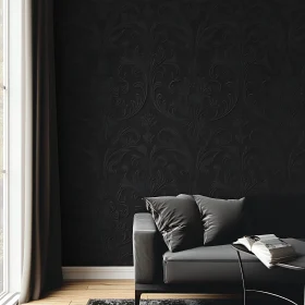 Modern Room with Dark Wallpaper