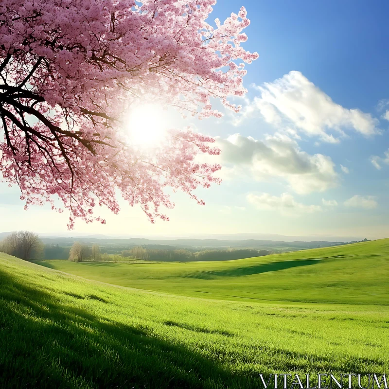 Spring Blossom Landscape AI Image