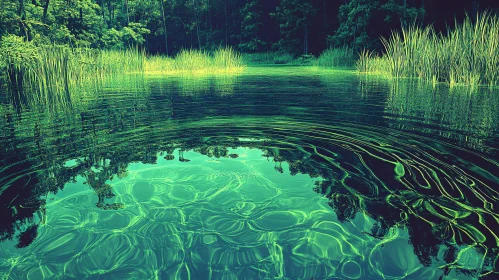 Tranquil Lake Surrounded by Greenery