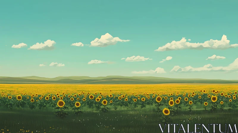 AI ART Scenic Sunflower Landscape