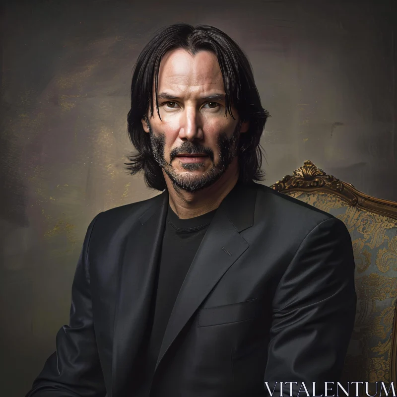 Regal Portrait of Keanu Reeves AI Image