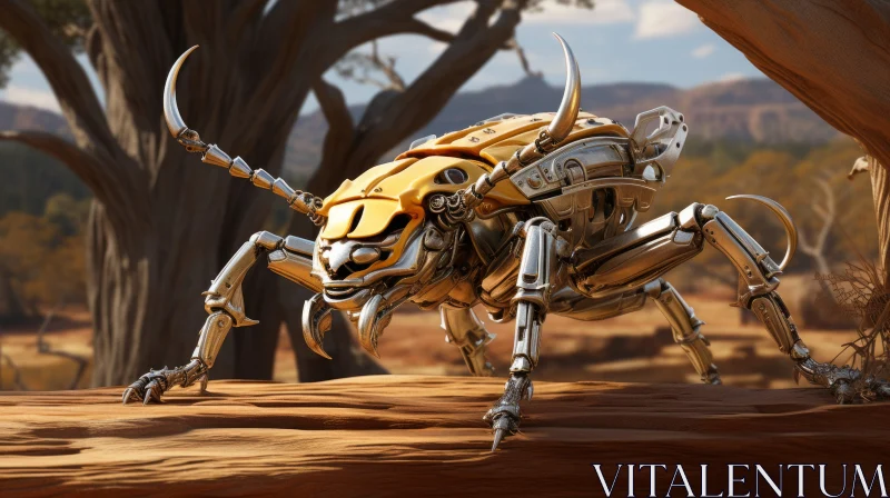 Mechanical Bug in a Golden Desert - Unreal Landscapes AI Image