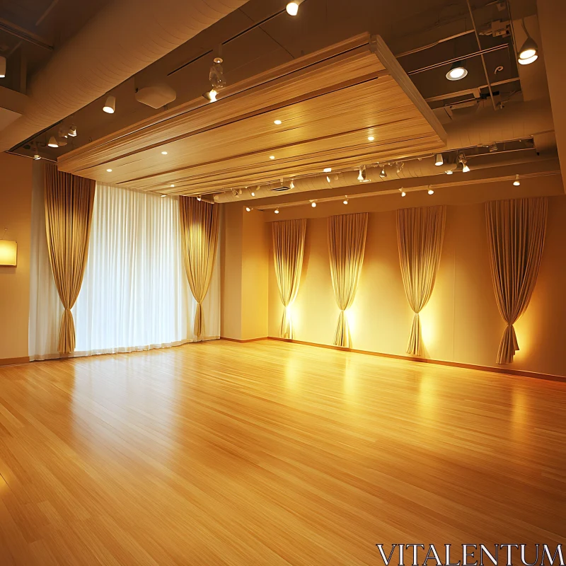 AI ART Spacious Interior with Wooden Floor