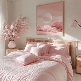 Soft Pink Bedroom with Floral Decor