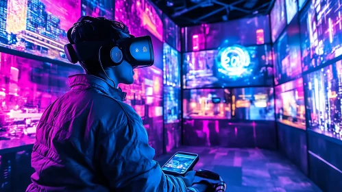 Neon Lit Virtual Reality Immersion