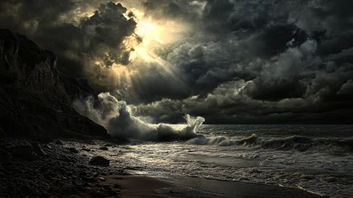 Rugged Coastline under Dramatic Sky