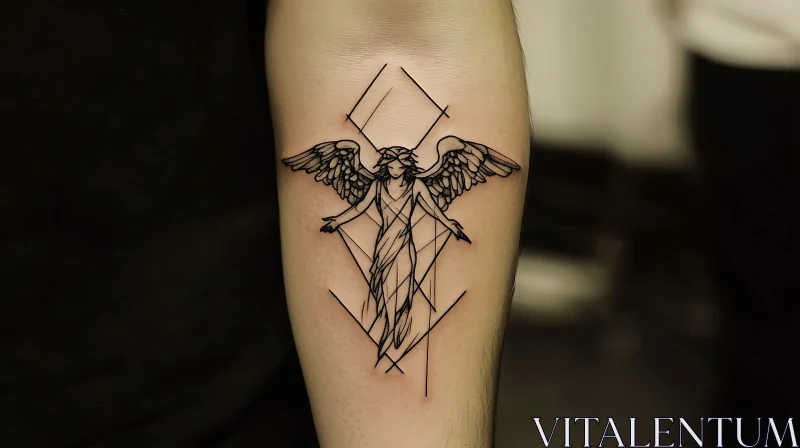 AI ART Minimalist Angel Tattoo on Arm