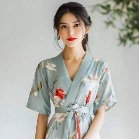 Serene Portrait of Woman in Kimono