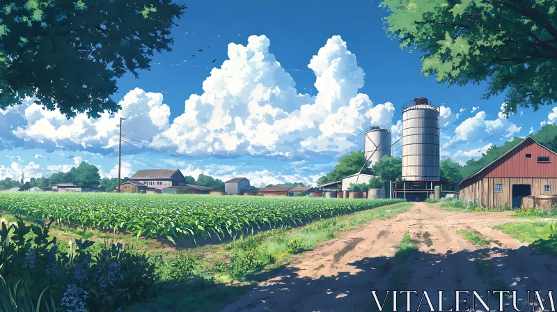 AI ART Scenic Farmland Landscape with Blue Sky