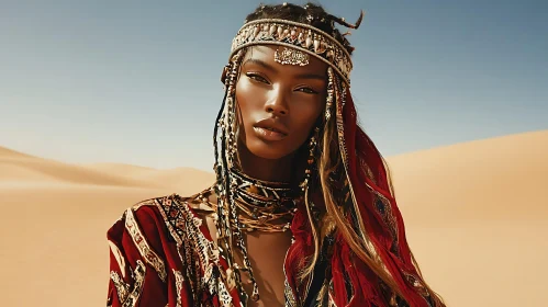 Woman in Desert with Traditional Attire