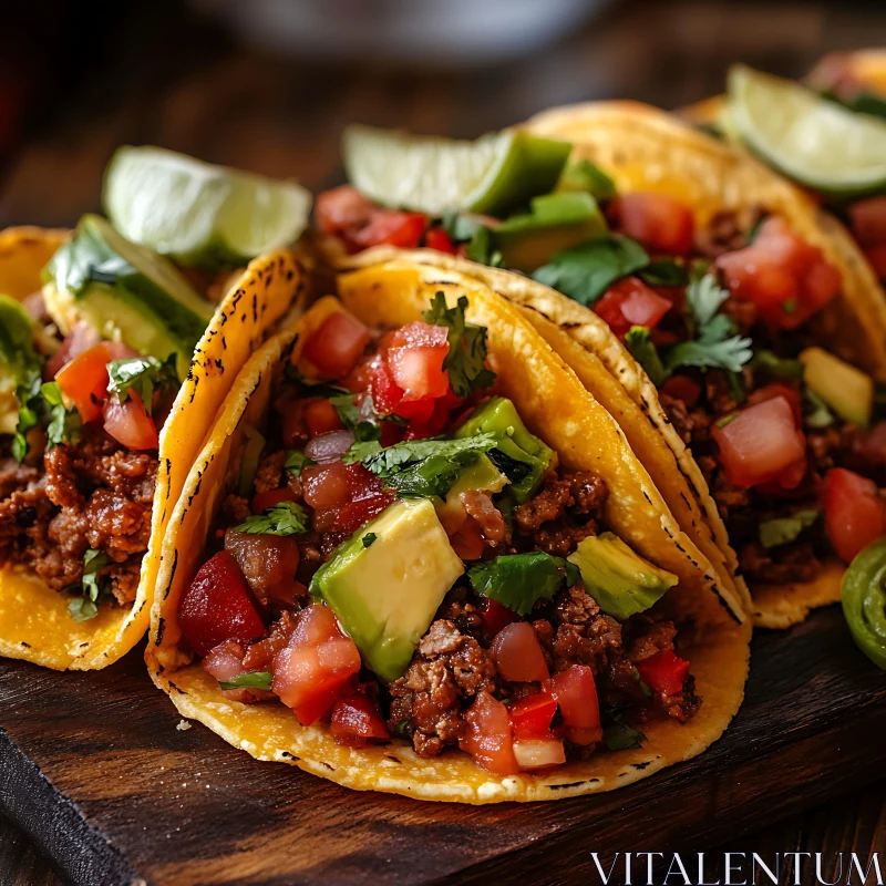 Flavorful Tacos with Avocado and Lime AI Image