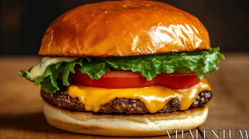 Delicious Cheeseburger with Fresh Lettuce and Tomatoes AI Image