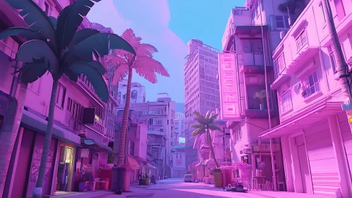 Urban Scene in Pink