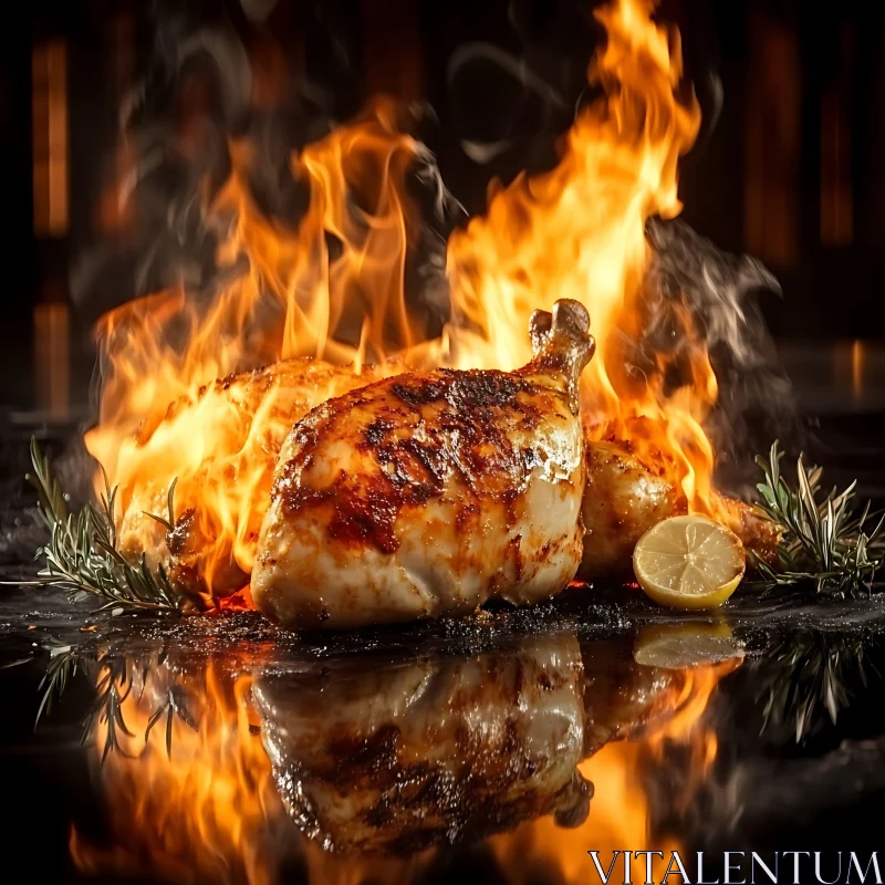 Flame-Kissed Grilled Chicken with Rosemary and Lemon AI Image