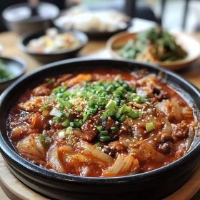 Flavorful Korean Hot Pot with Garnishes