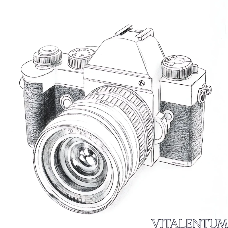 Detailed Vintage Camera Drawing AI Image