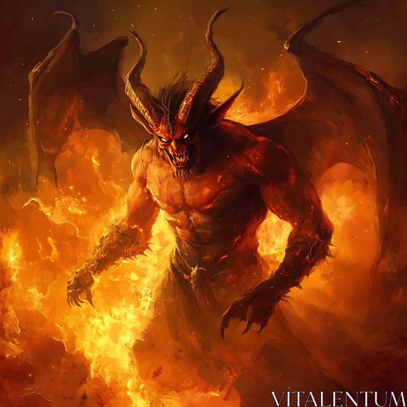 AI ART Demon in Flames: A Dark Fantasy Art