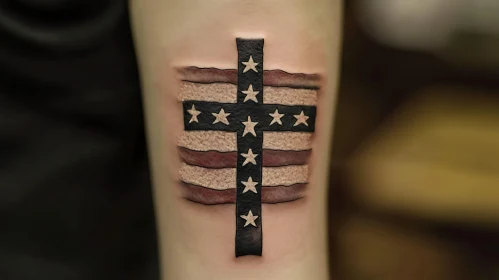 American Flag Cross Tattoo