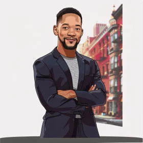 Vibrant Digital Portrait of Will Smith in City