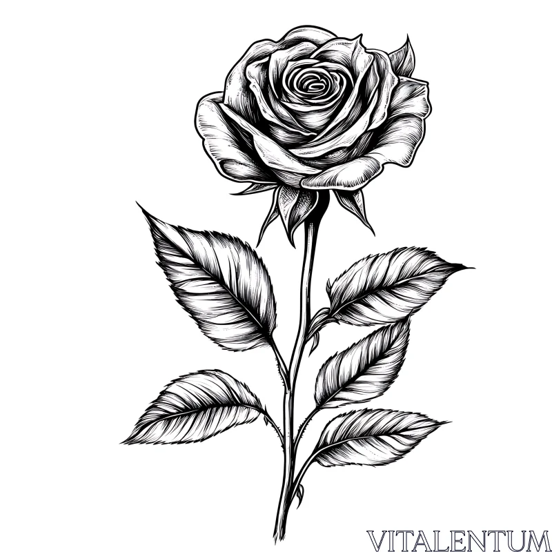 Elegant Line Art of a Rose AI Image