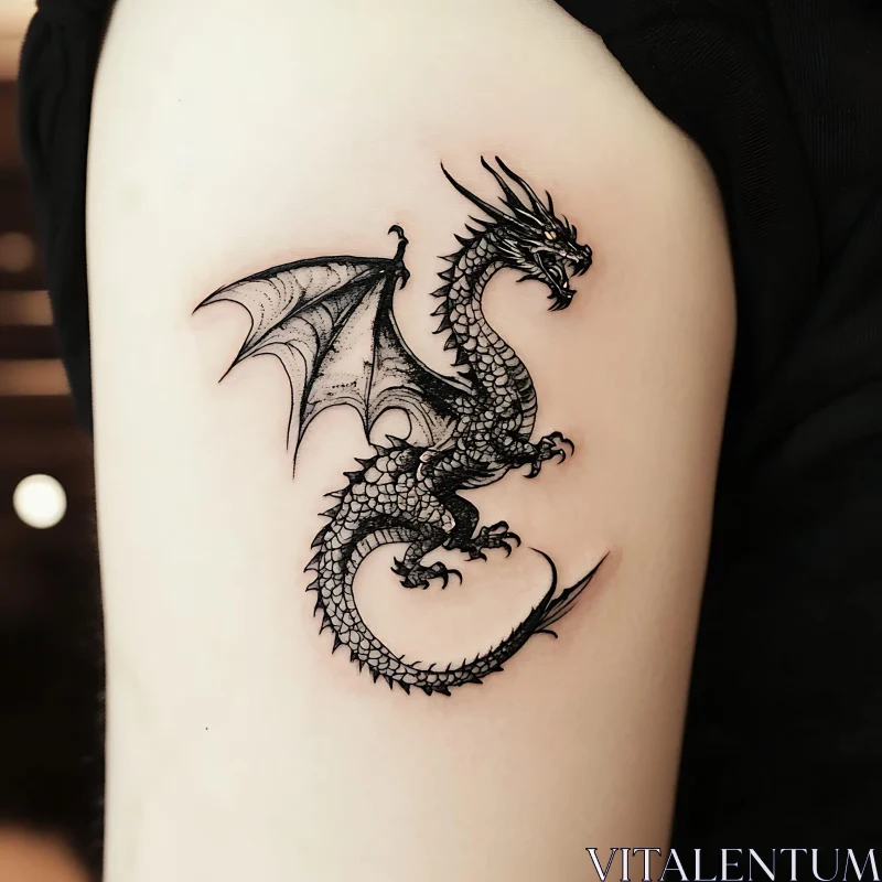 Detailed Dragon Tattoo on Arm AI Image