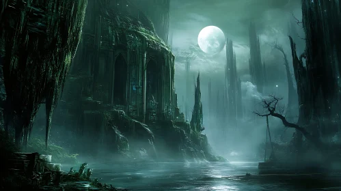 Fantasy Gothic Moonlight Landscape
