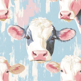 Whimsical Cow Faces Pastel Color Design