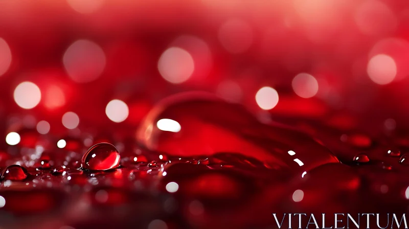 Macro Art of Red Droplets and Bokeh AI Image