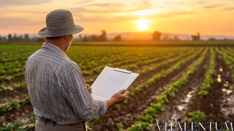 Agricultural Assessment at Dusk AI Image