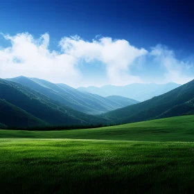 Lush Green Field Under Blue Sky