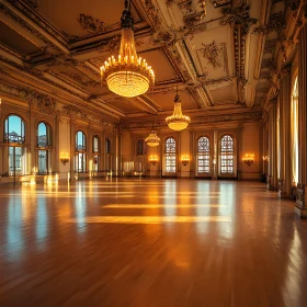 Grand Ballroom Interior with Chandeliers
