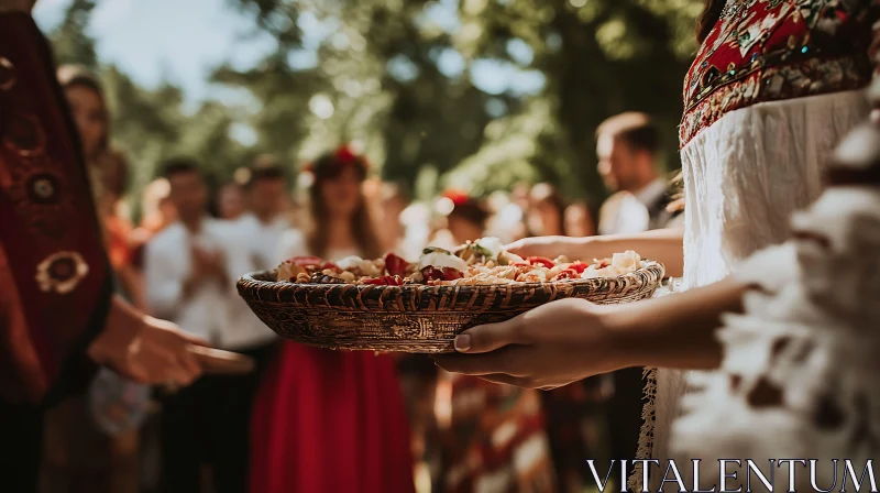 Traditional Food Offering at Outdoor Event AI Image