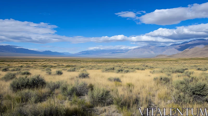 AI ART Open Field with Distant Mountains