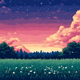 Charming Pixelated Meadow Scene